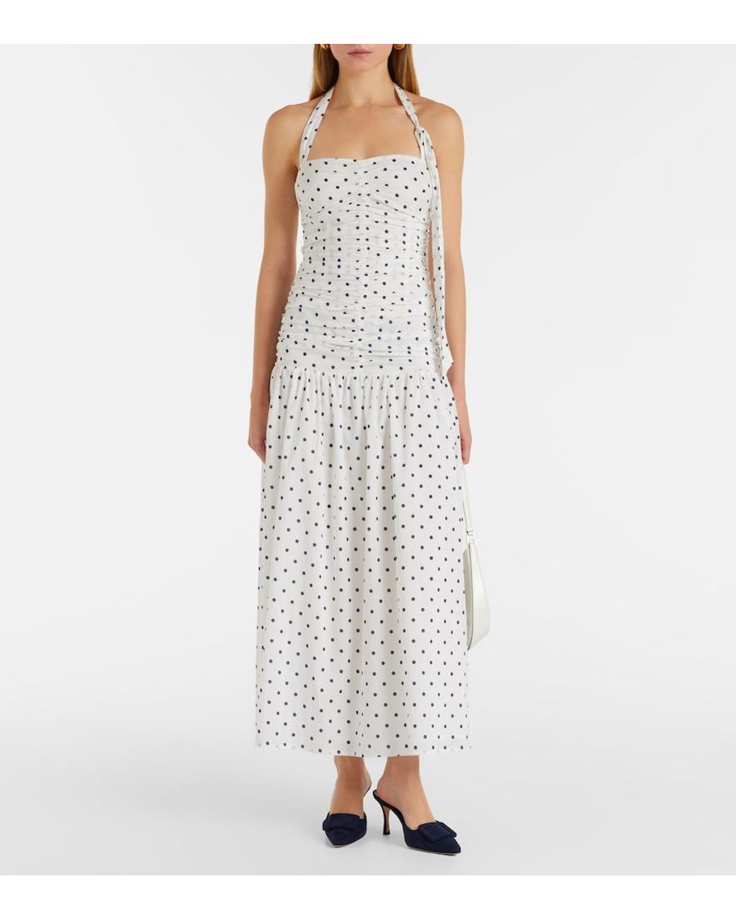 Posse White Edie Polka-Dot Maxi Dress