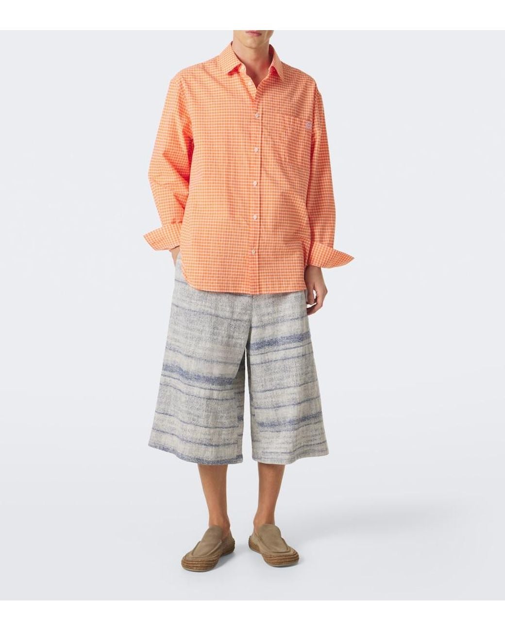 Loewe Orange Checked Cotton-Blend Shirt for men