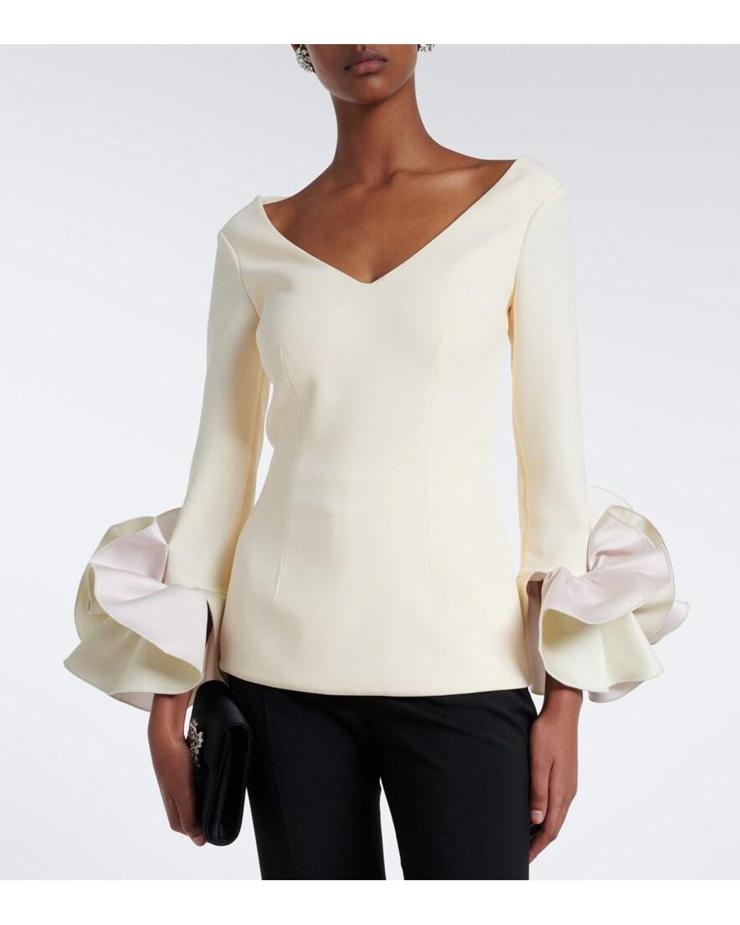 Safiyaa Natural Sintien Ruffled Crepe Top