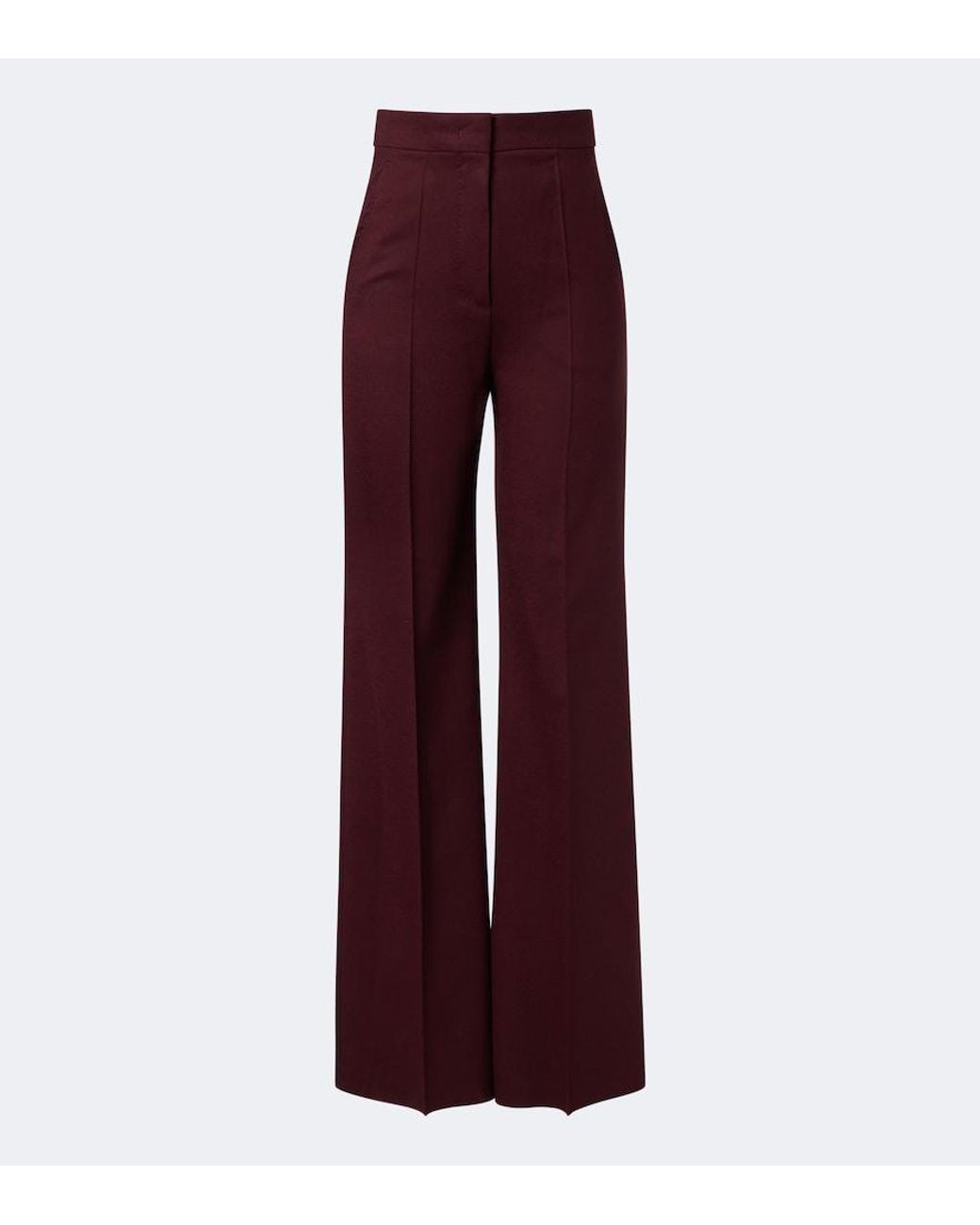 Max Mara Red Wool-Blend Wide-Leg Pants