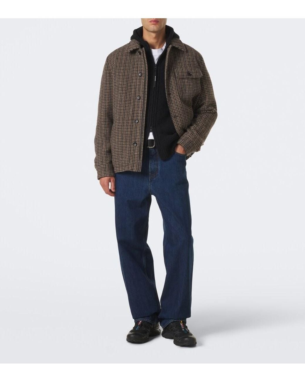 Moncler Black Wool-Blend Boucle Zip-Up Hoodie for men