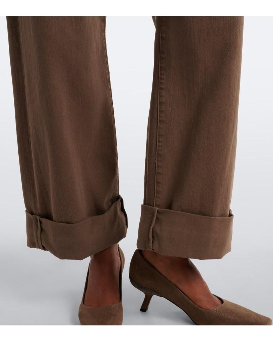Brunello Cucinelli Brown Monili Wide-Leg Jeans