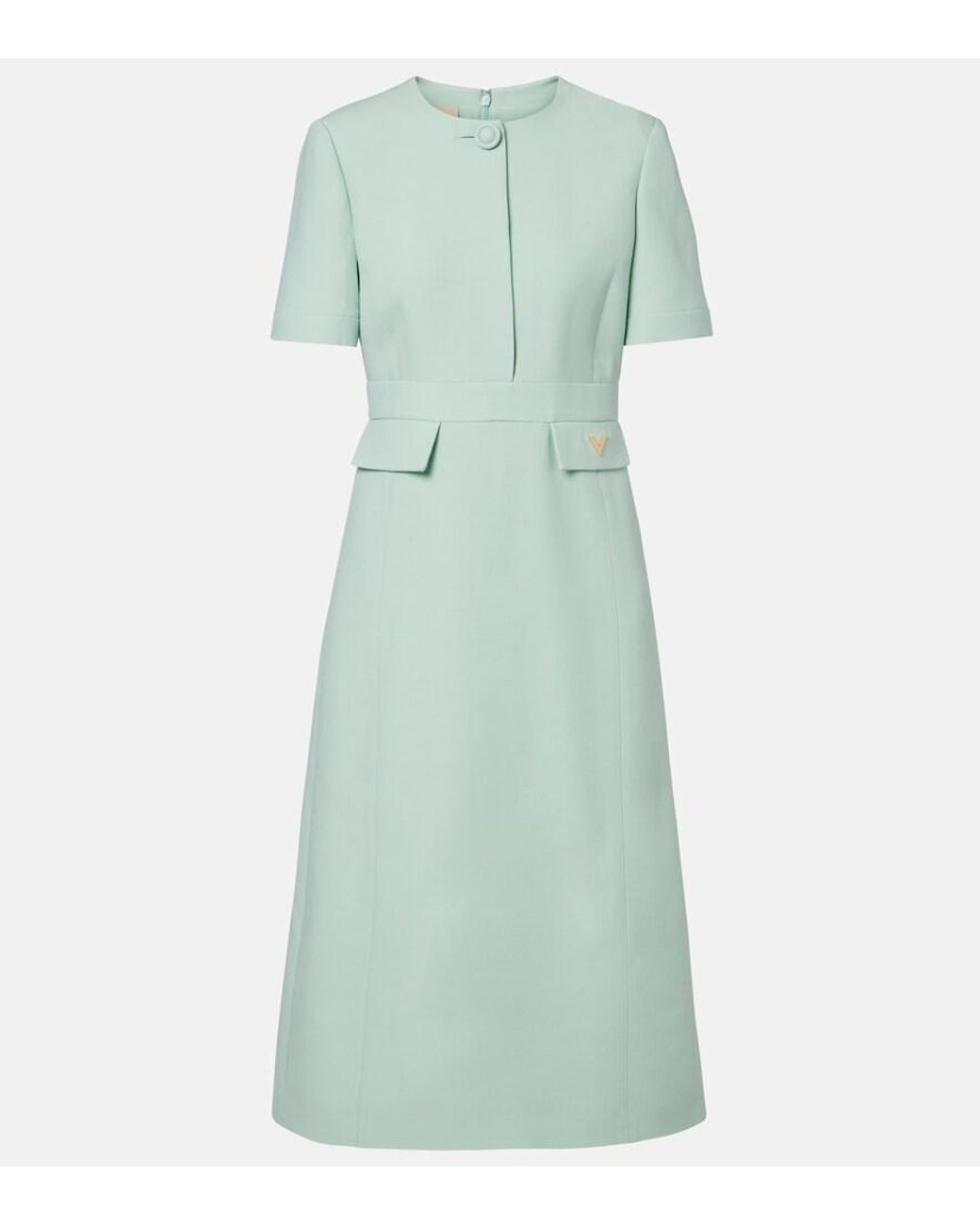 Valentino Garavani Green Crepe Couture Vgold Midi Dress