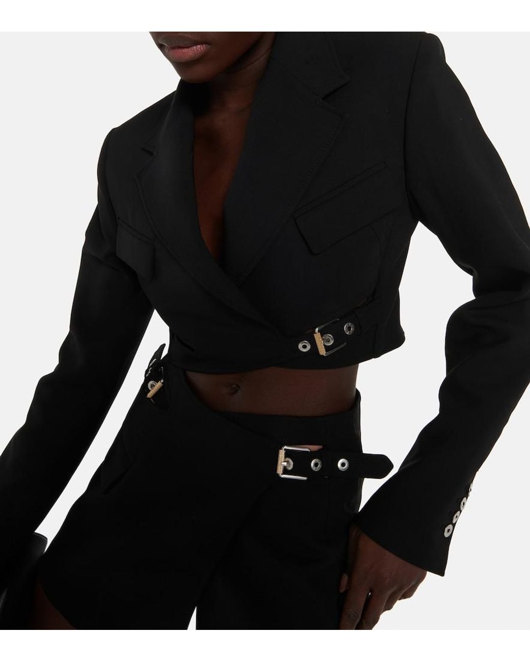Dion Lee Black Interlock Belted Cropped Blazer