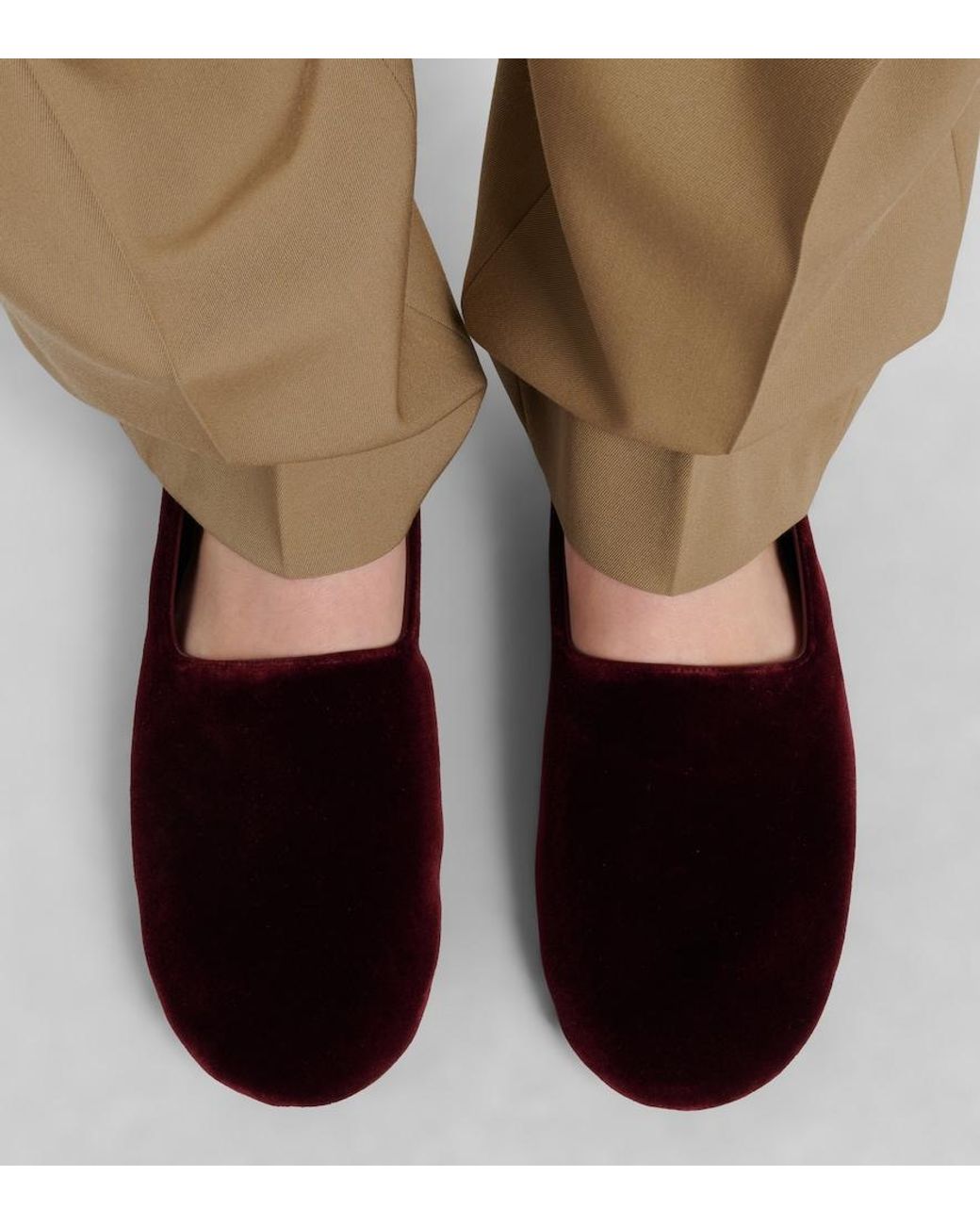 The Row Red Ponti Velvet Slip-On Shoes