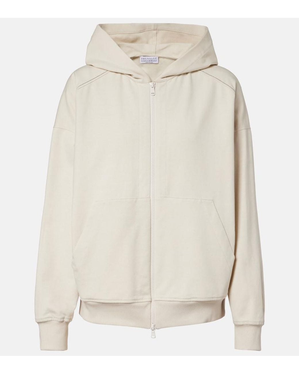Brunello Cucinelli White Monili Cotton Hoodie