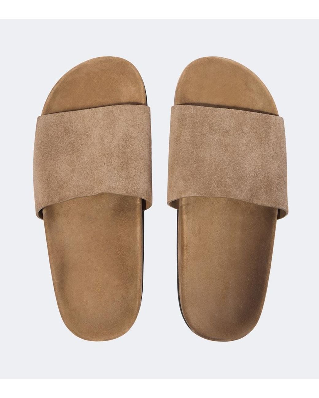 The Row White Hugh Suede Slides for men