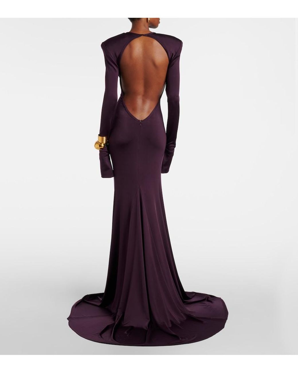 Victoria Beckham Purple Open-Back Gown