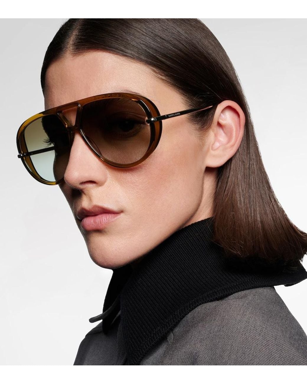 Bottega Veneta Brown Drop Aviator Sunglasses
