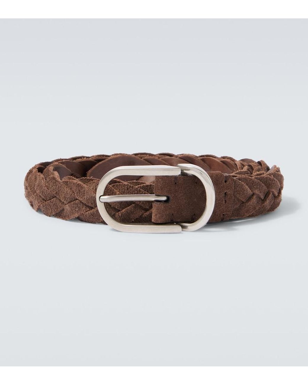 Brunello Cucinelli Brown Braided Suede Belt for men