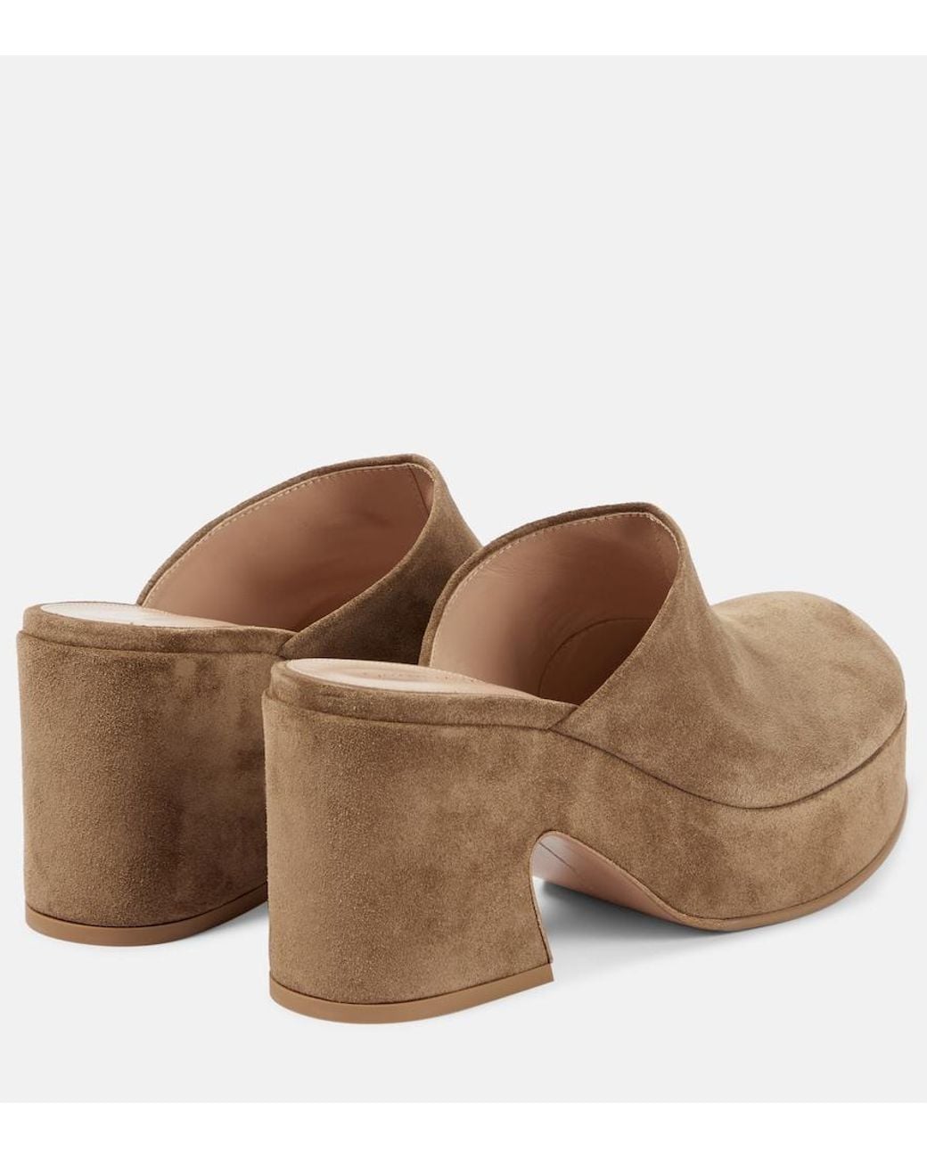 Gianvito Rossi Brown Lyss Suede Platform Mules