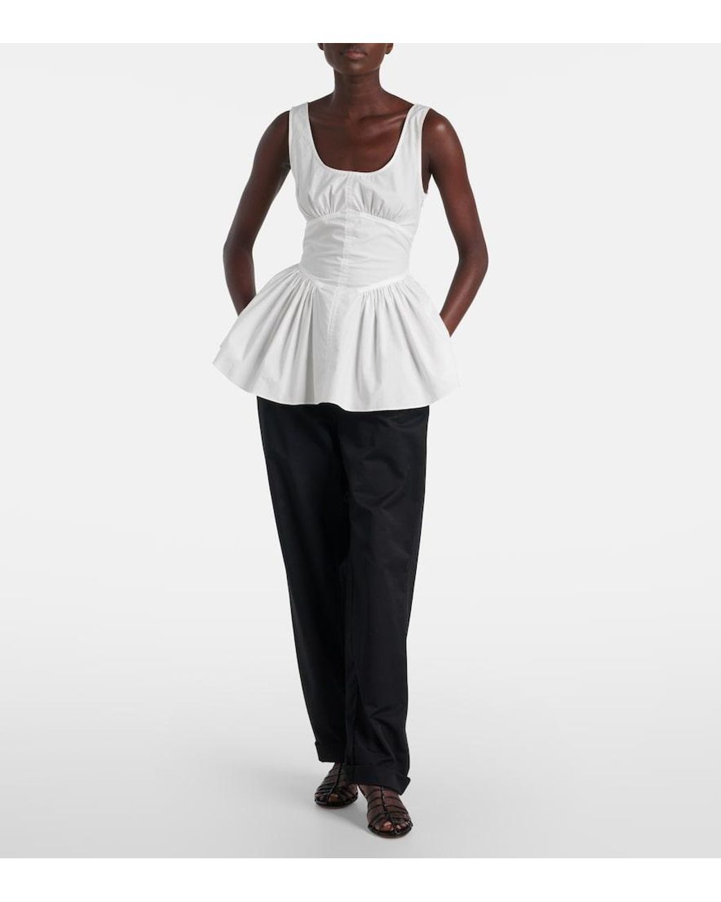 Proenza Schouler White Label Bader Cotton-Blend Poplin Top