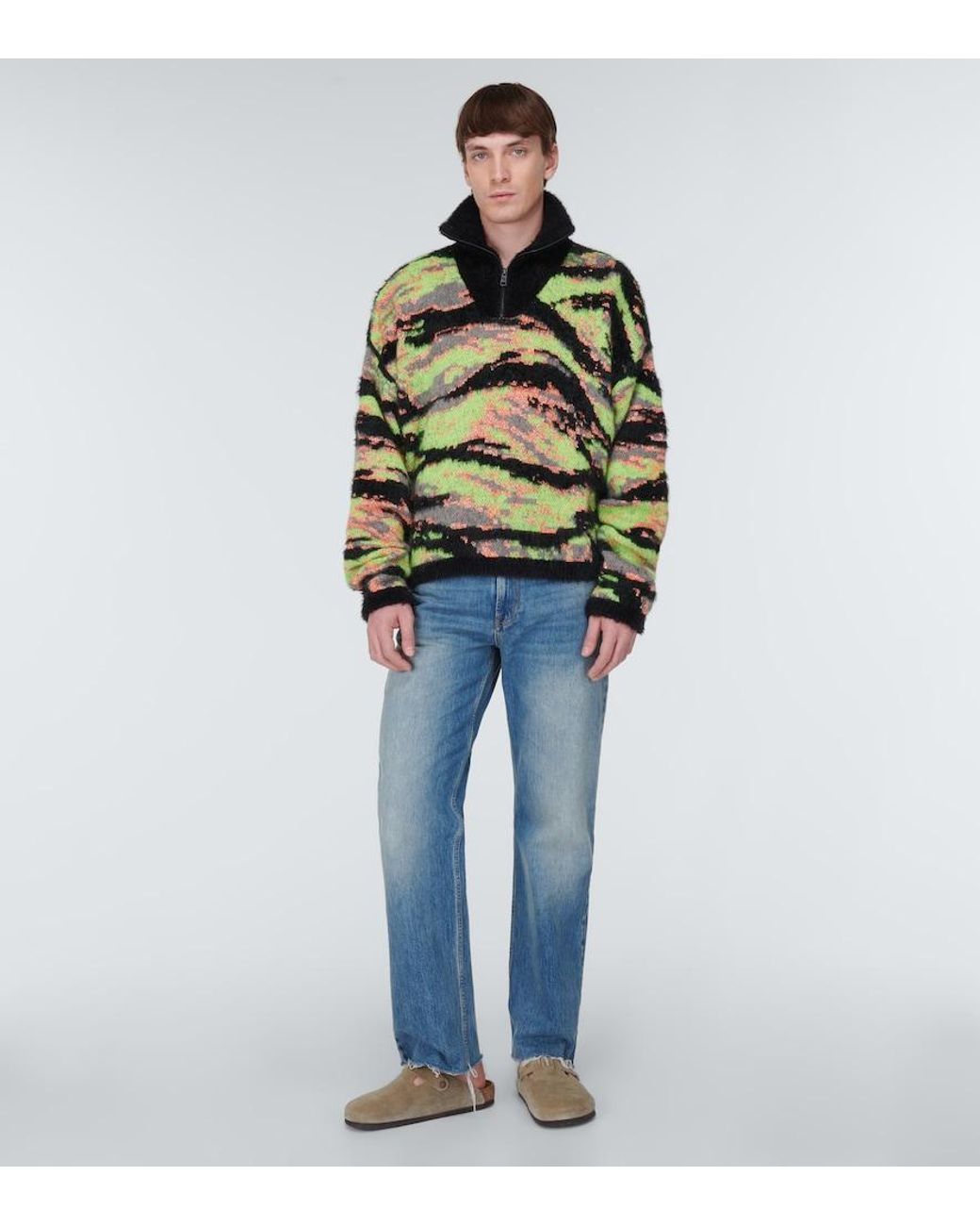 ERL Green Tiger Jacquard Sweater for men