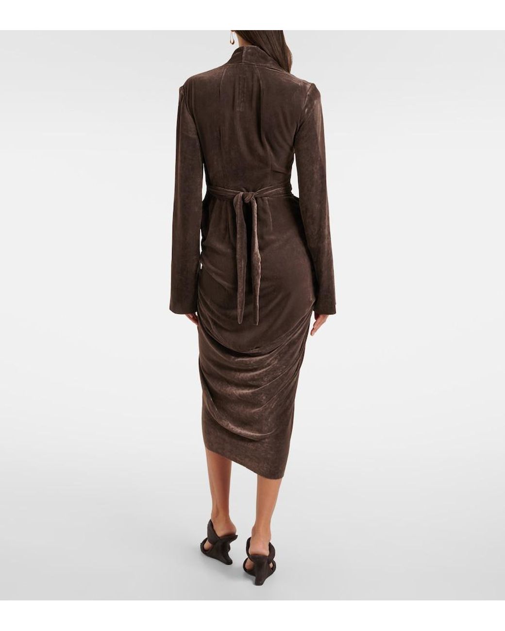 Rick Owens Brown Wrap Midi Dress