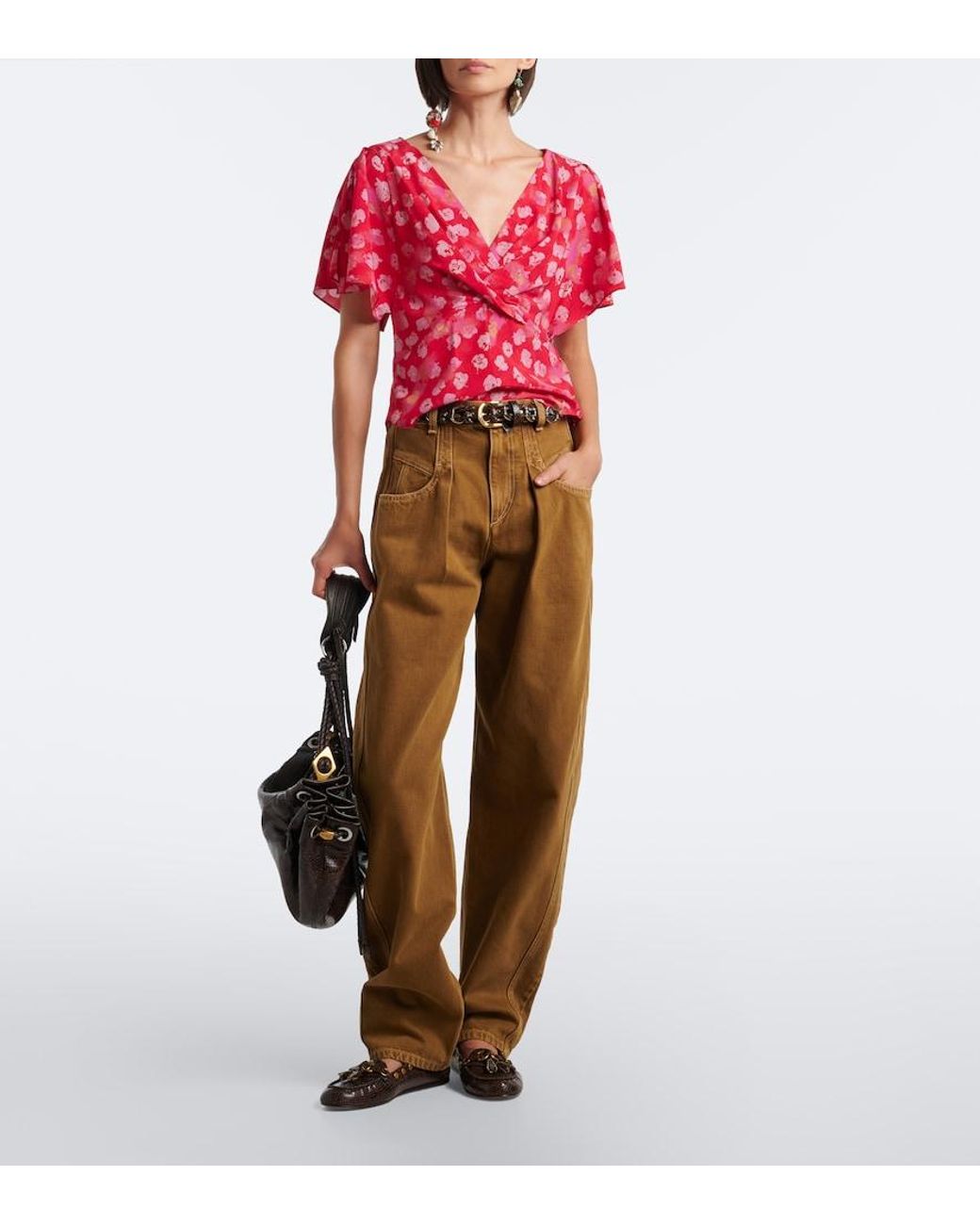 Isabel Marant Brown Faxel Snake-Effect Studded Leather Loafers
