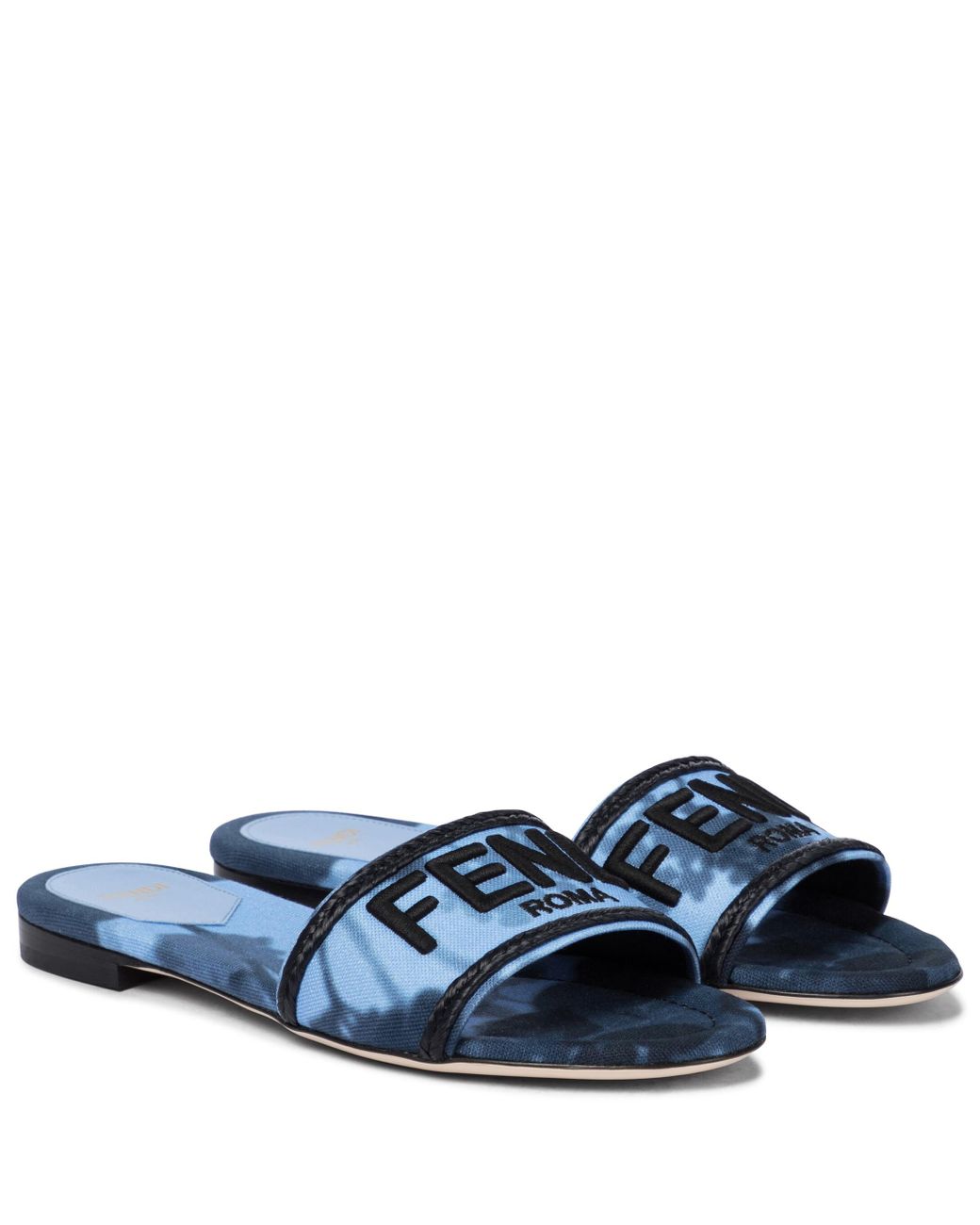 Fendi Signature Canvas Sandals in Blue Lyst