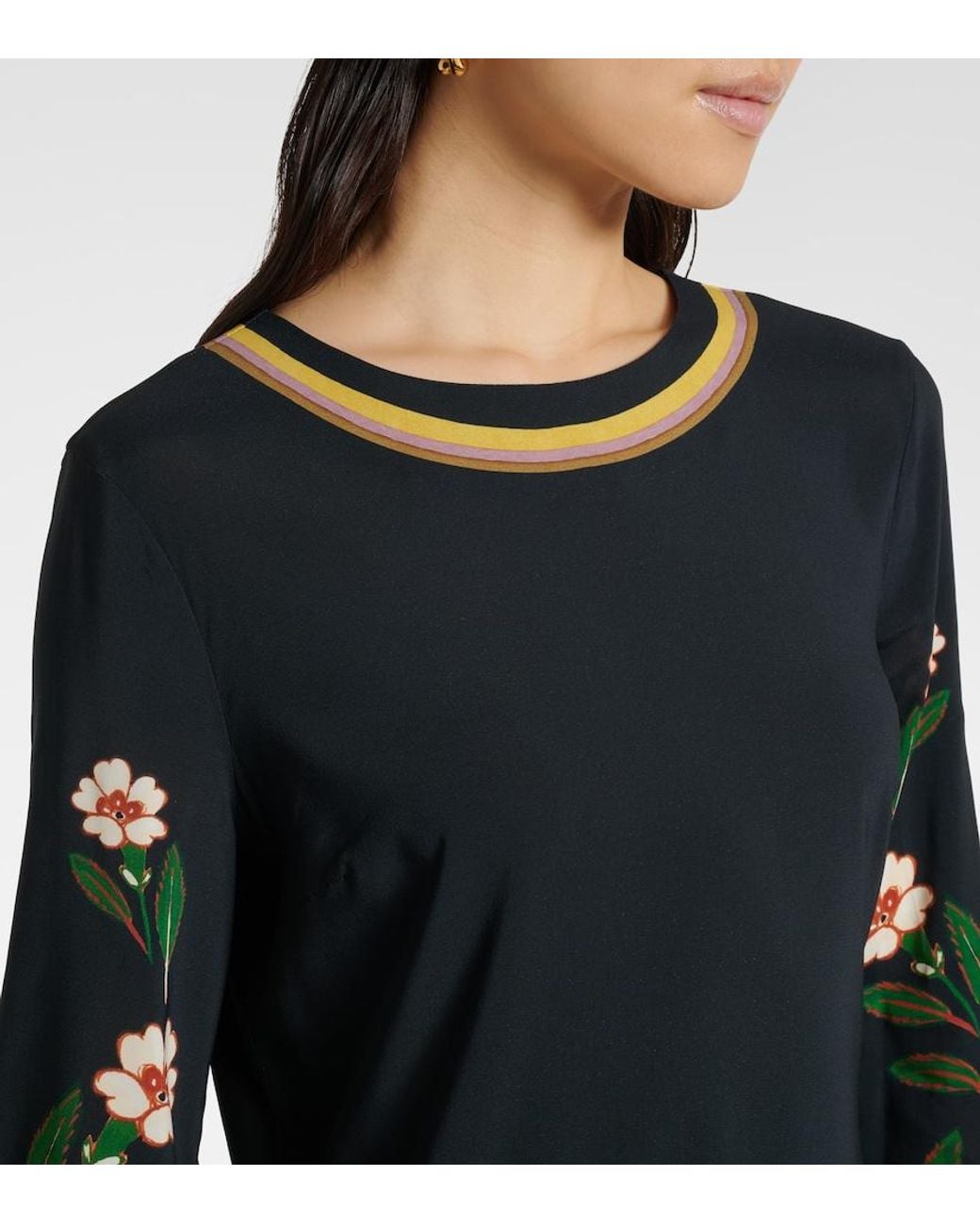 LaDoubleJ Black Supreme Swing Floral Printed Minidress