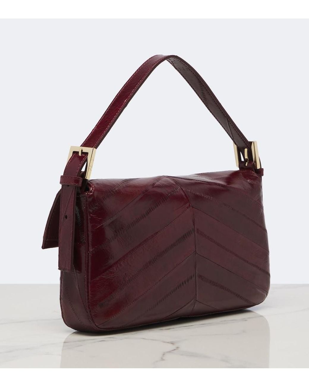 Fendi Purple Baguette 26424 Small Leather Shoulder Bag
