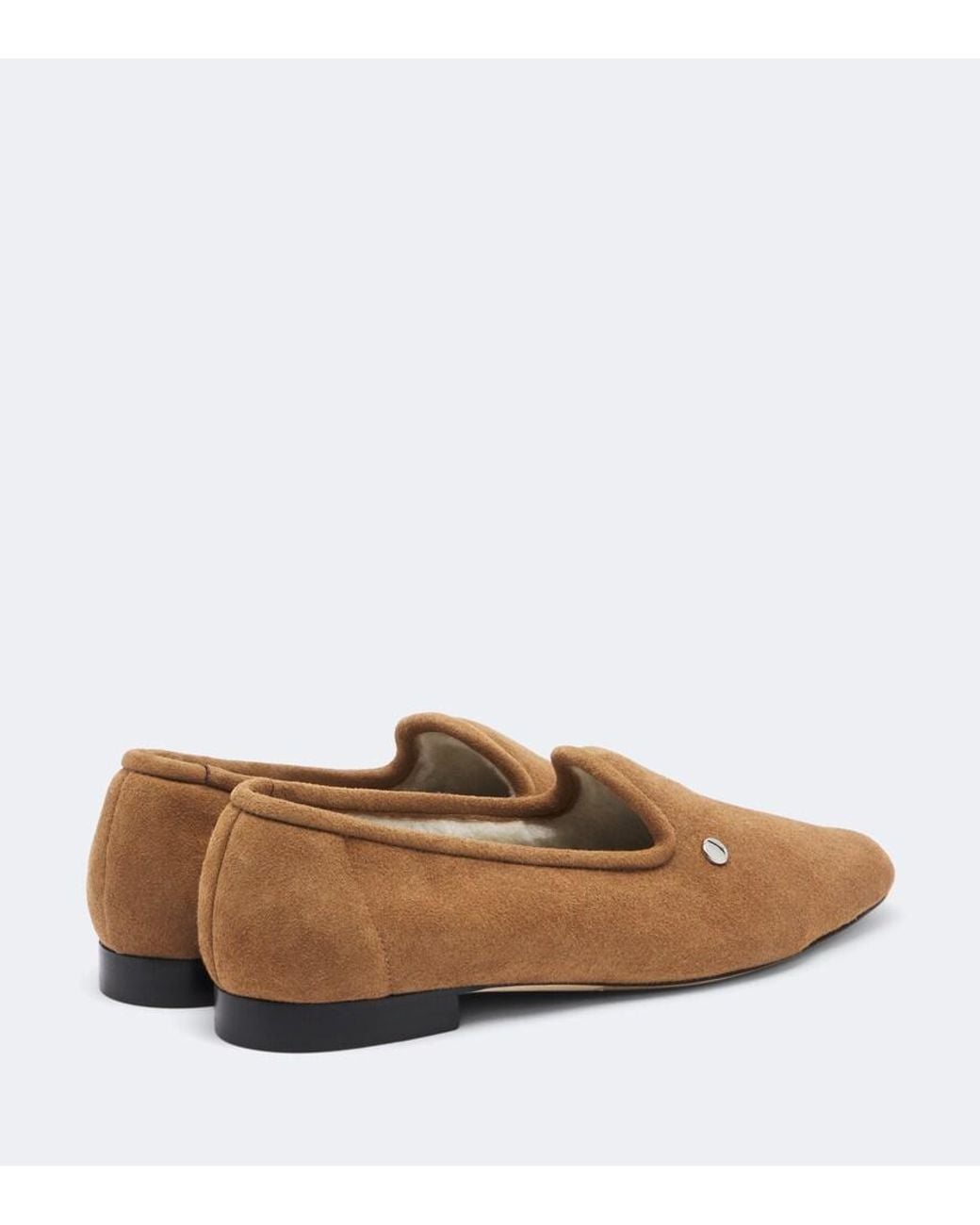 Totême  Brown Shearling-Lined Suede Loafers