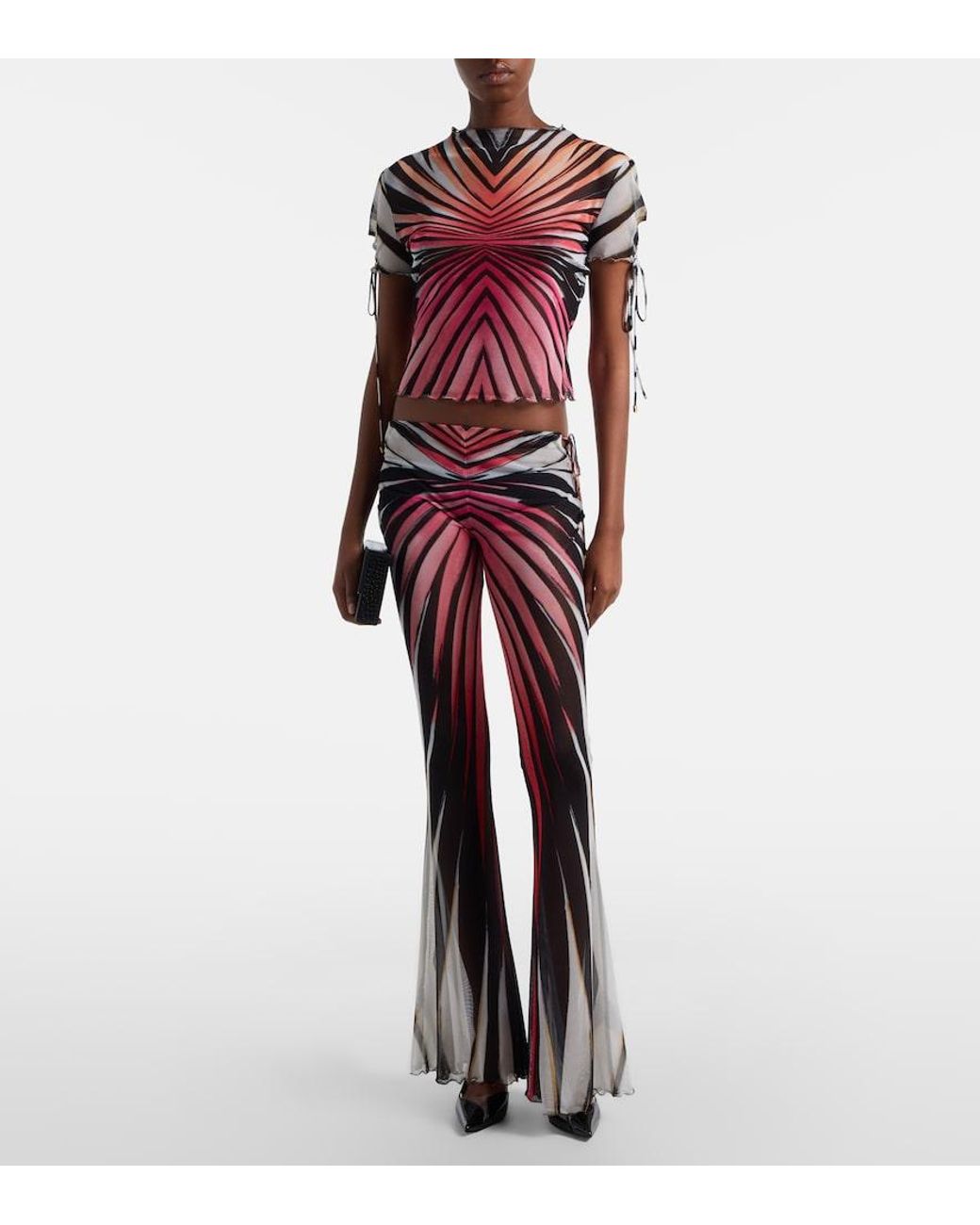 Roberto Cavalli Pink Printed Mesh Top