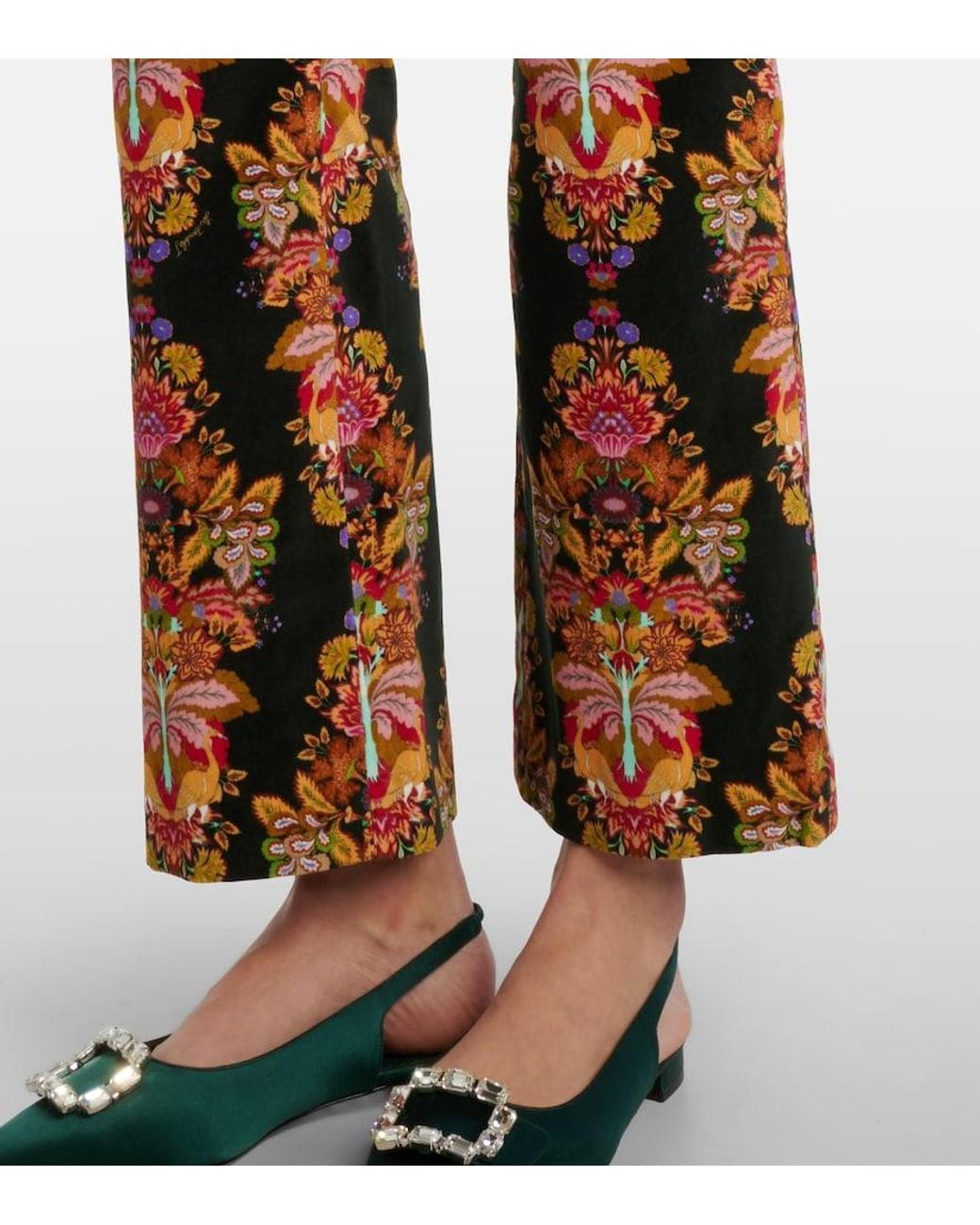 LaDoubleJ Orange 24/7 Printed Cropped Cotton Flared Pants