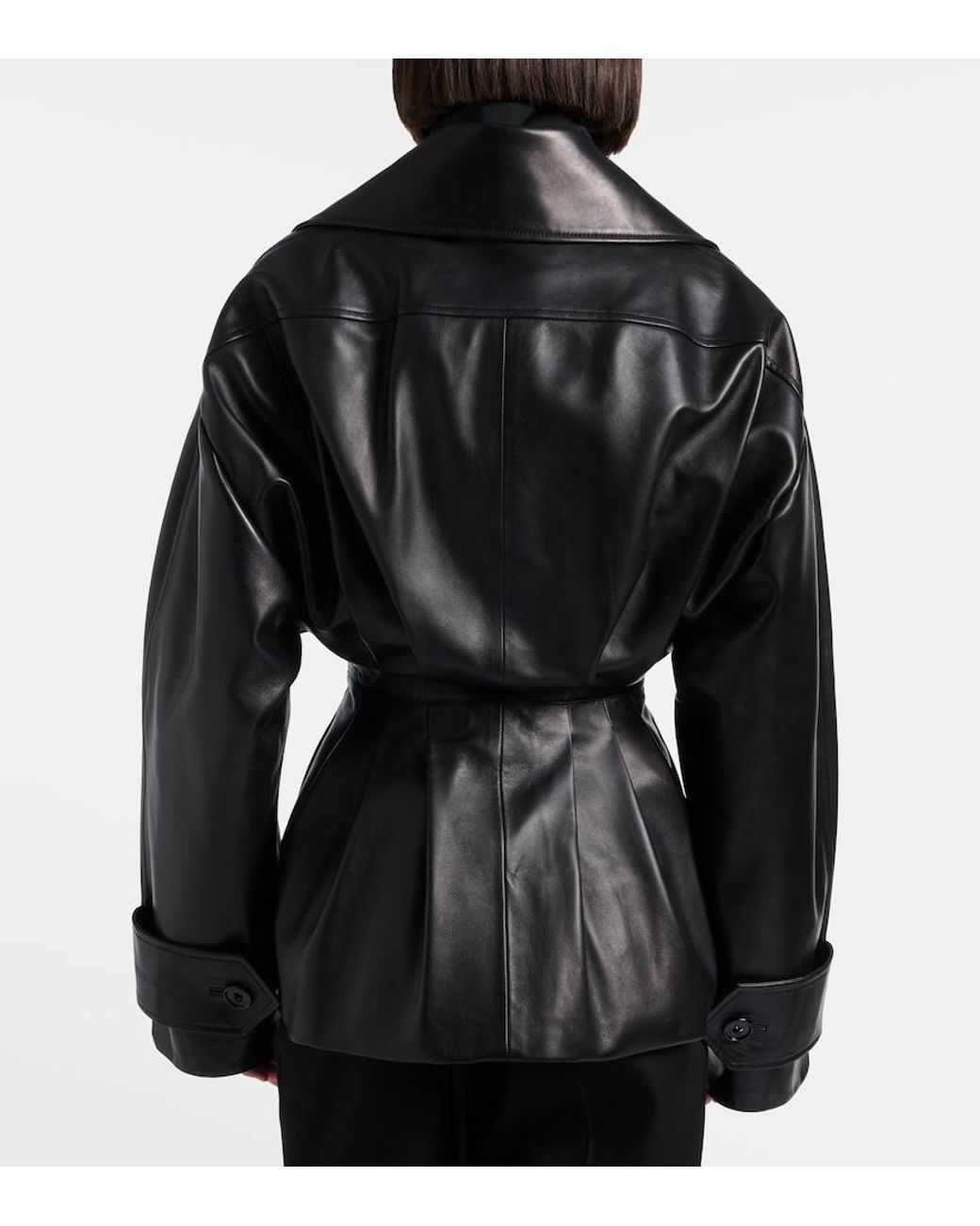 Balenciaga Black Double-Breasted Leather Jacket