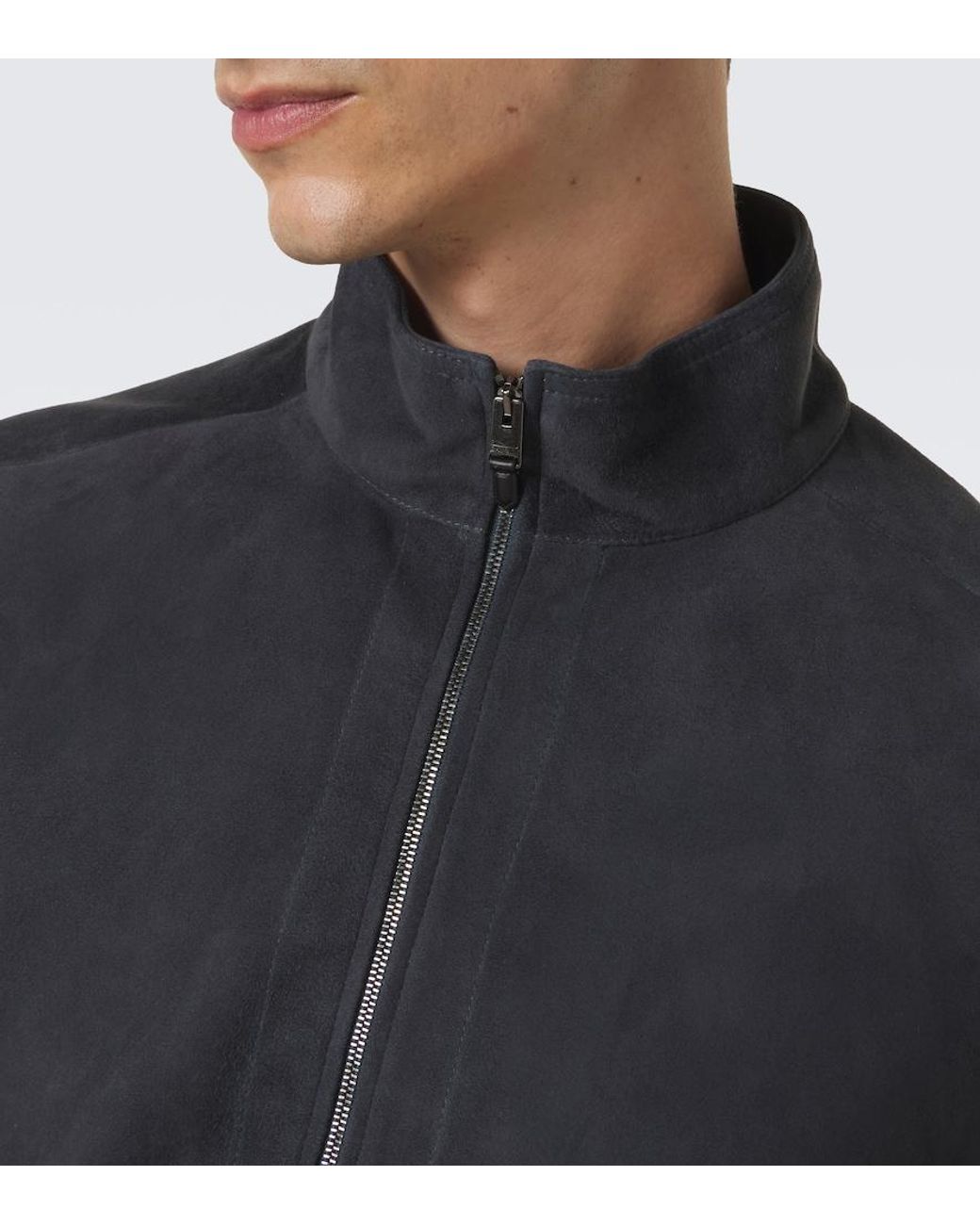 Canali Blue Suede Bomber Jacket for men