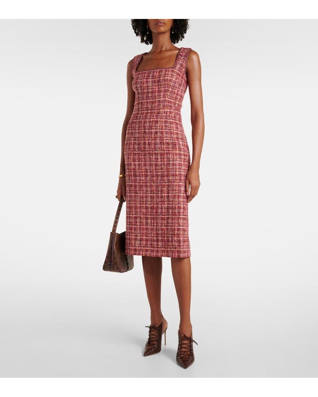 Etro Red Cotton And Wool-Blend Midi Dress