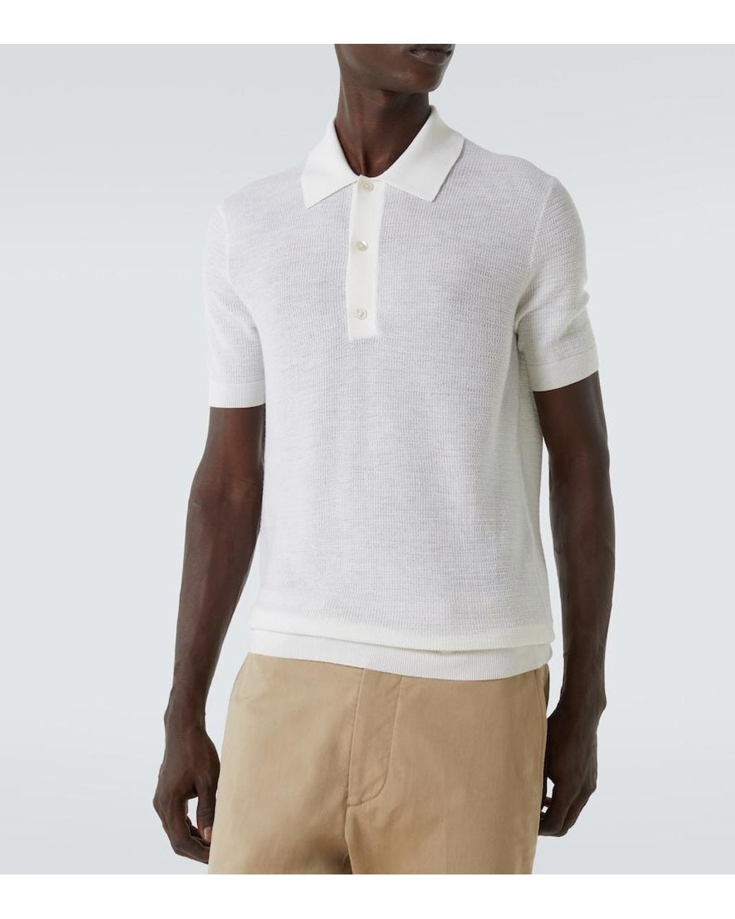 Tom Ford White Wool Polo Sweater for men