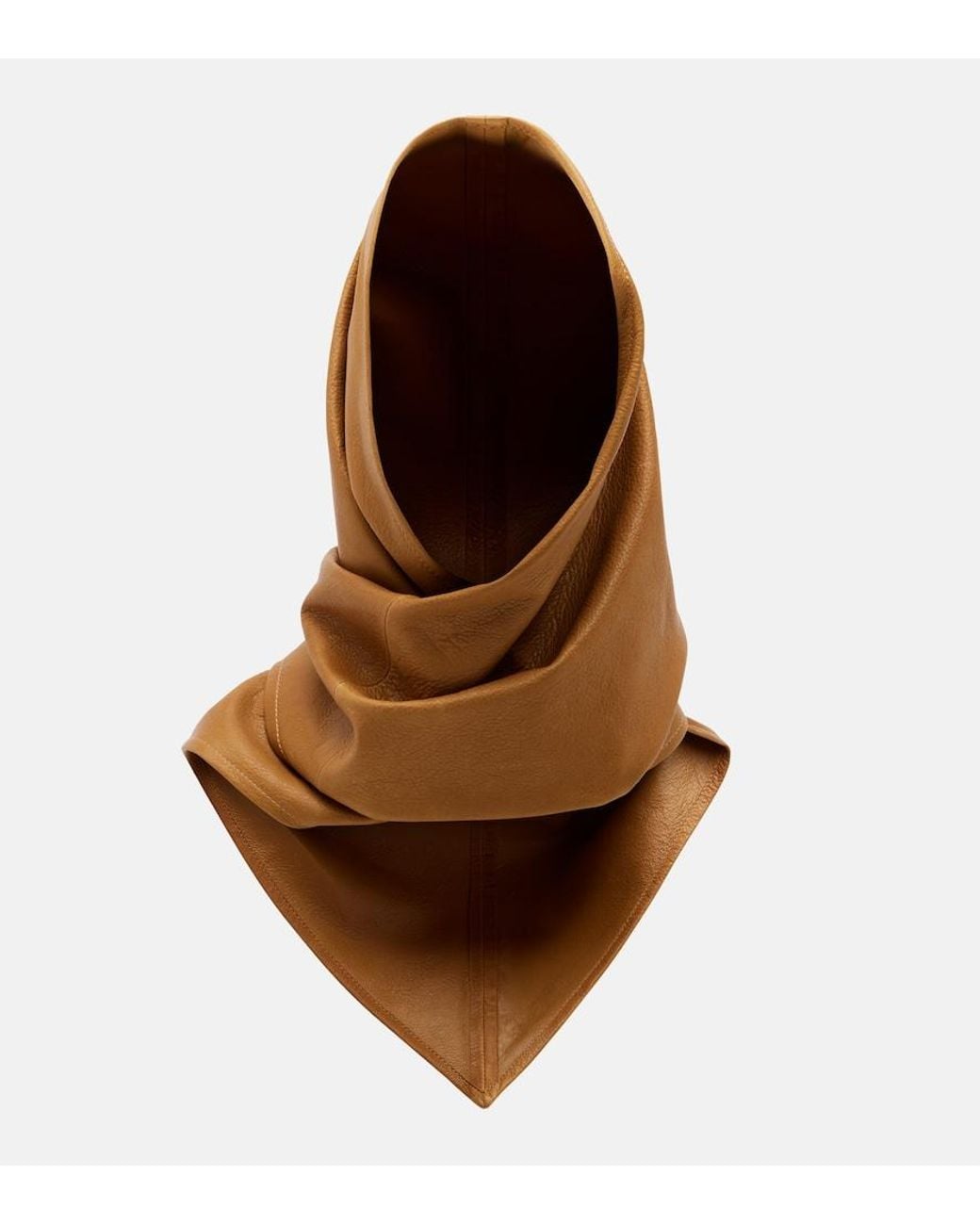 Nour Hammour Brown Draped Leather Hood