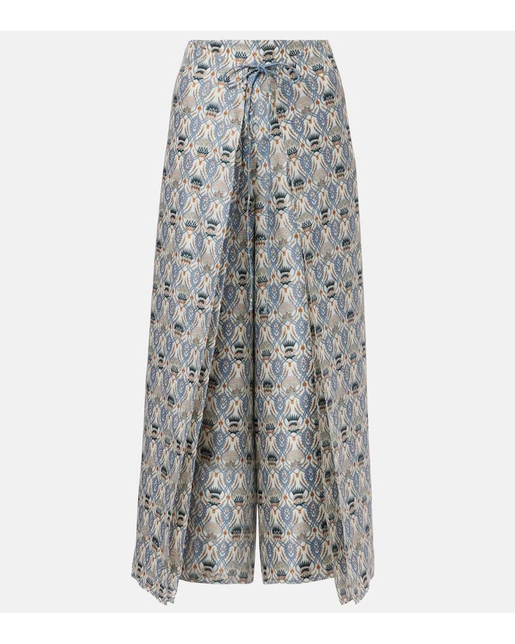 Loro Piana Gray Maynard Silk Shantung Wide-Leg Pants