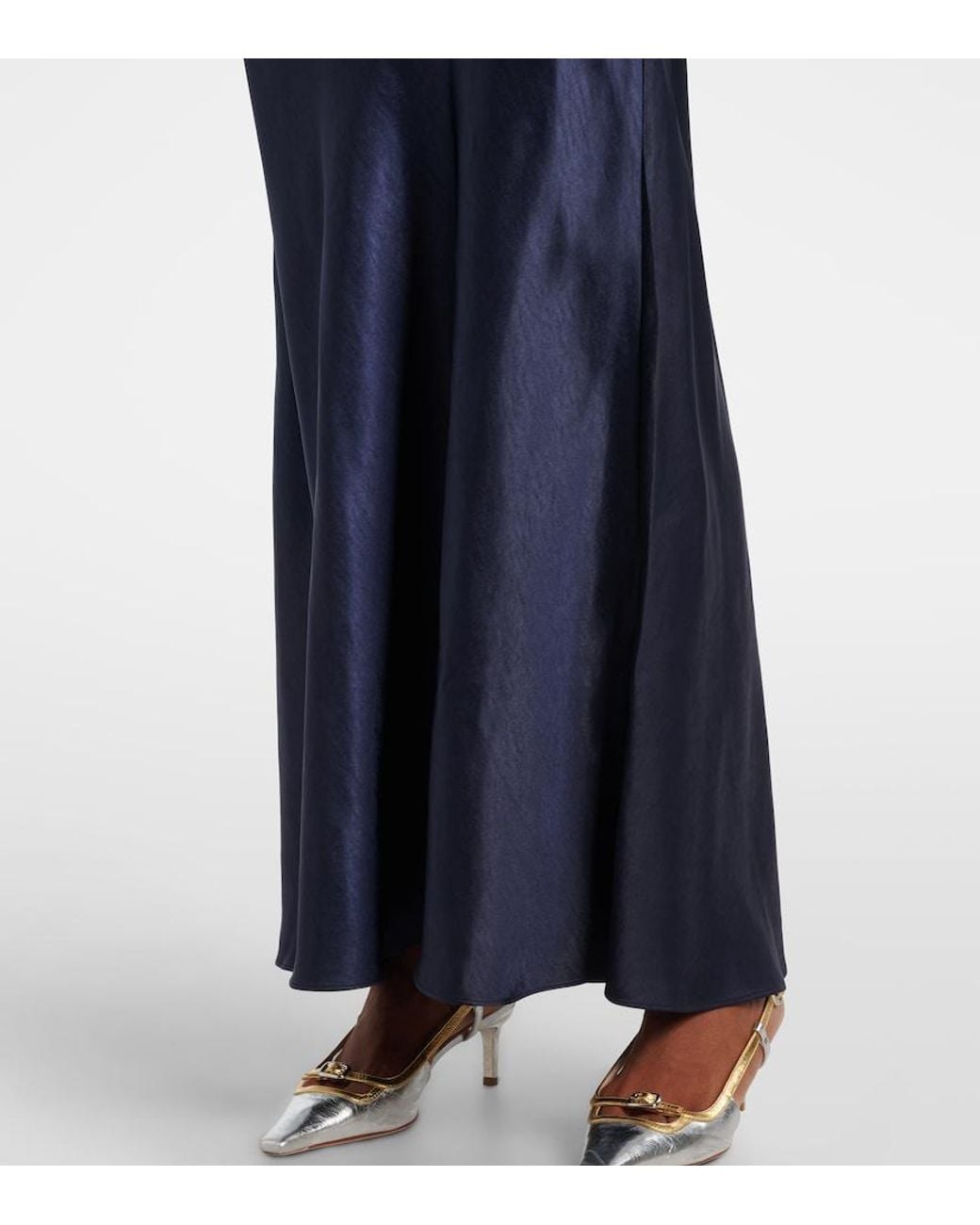 Self-Portrait Blue Embellished Boucle And Satin Maxi Dress