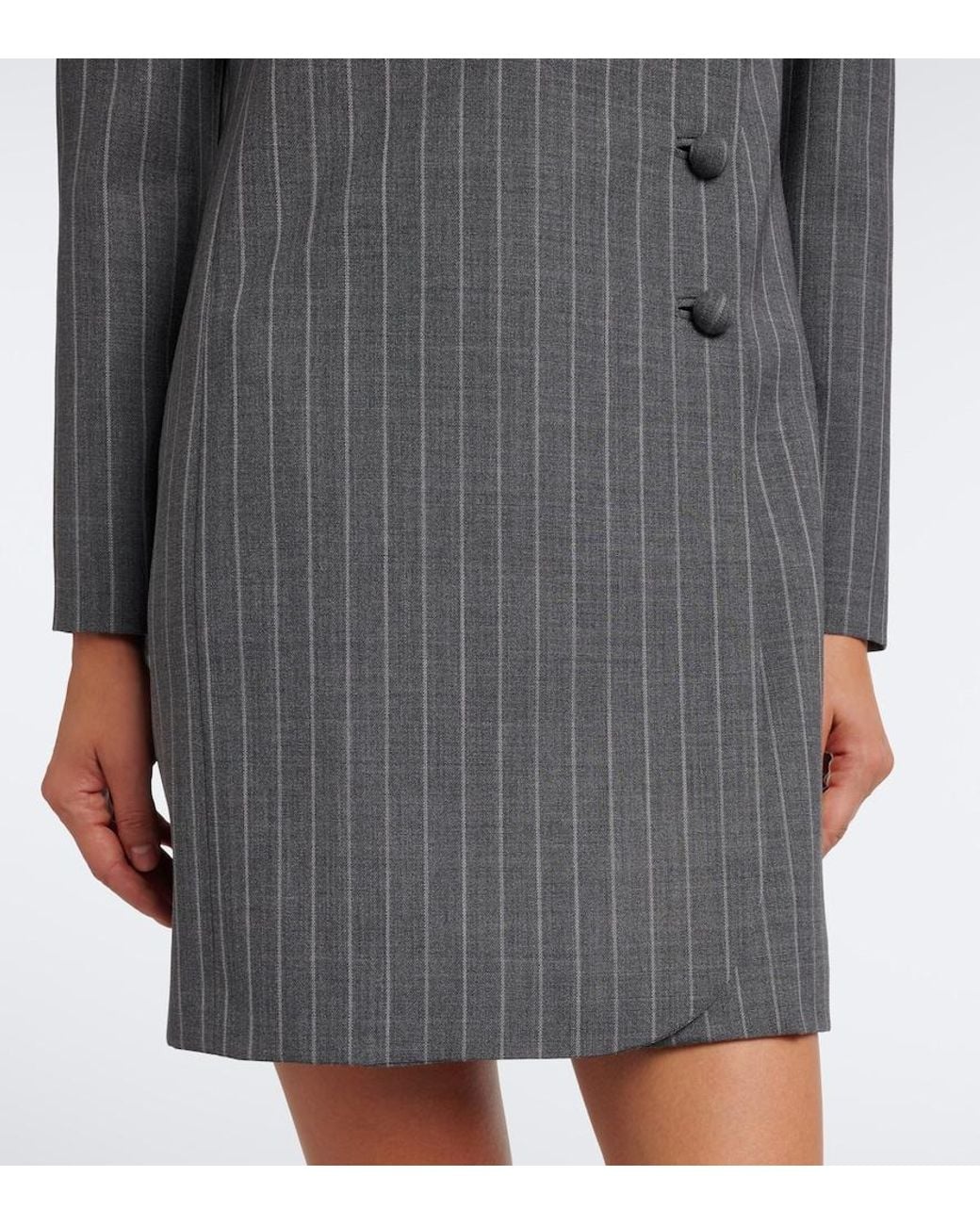 Valentino Garavani Black Bow-Detail Pinstripe Virgin Wool Blazer Dress