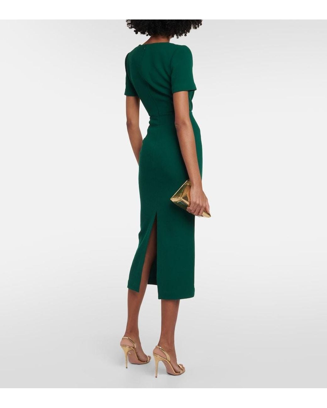 Roland Mouret Green Moon Wool Midi Dress
