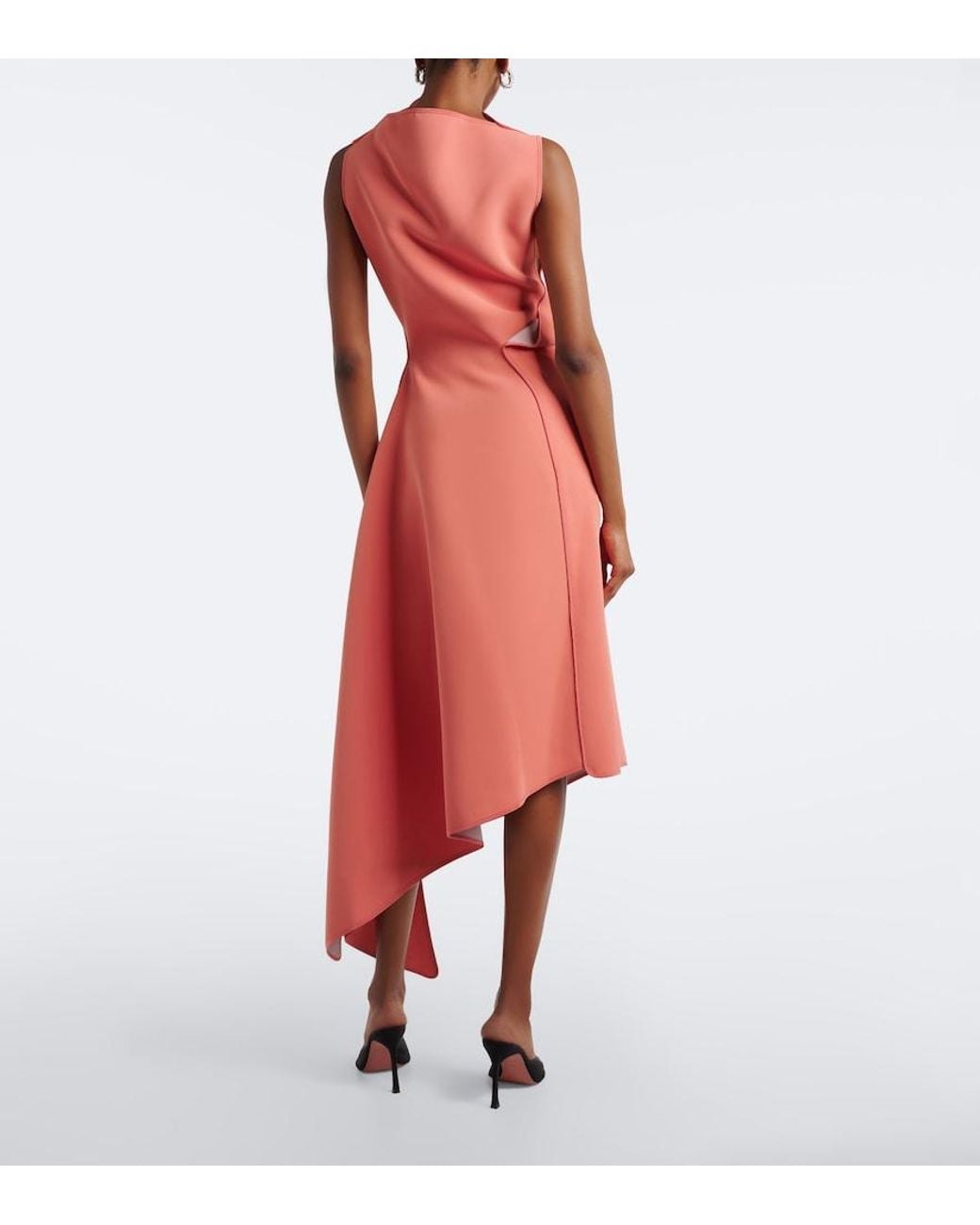 Maticevski Pink Lash Draped Asymmetric Midi Dress