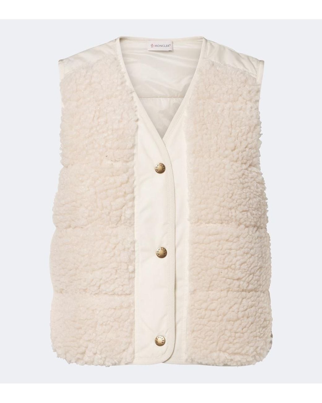 Moncler Natural Teddy-Trimmed Technical Vest