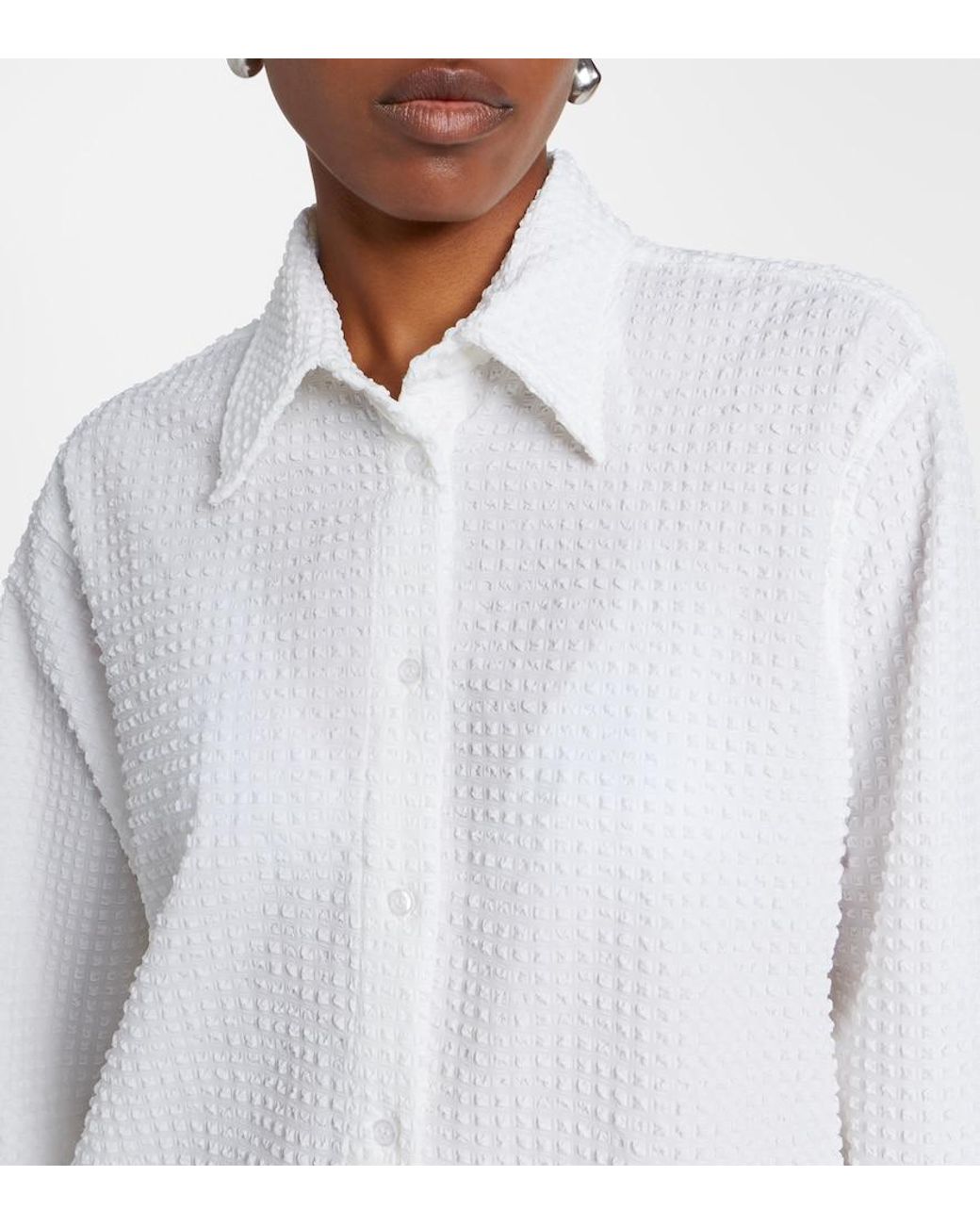 Hunza G White Resort Oversized Seersucker Shirt