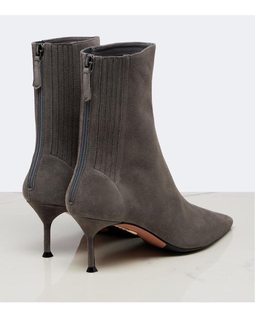 Aquazzura Gray Saint Honore Suede Ankle Boots