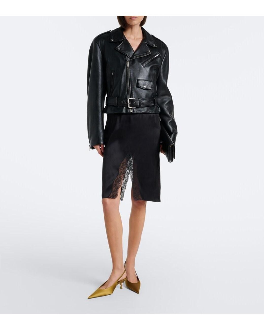 Saint Laurent Metallic Fanny Satin Slingback Pumps