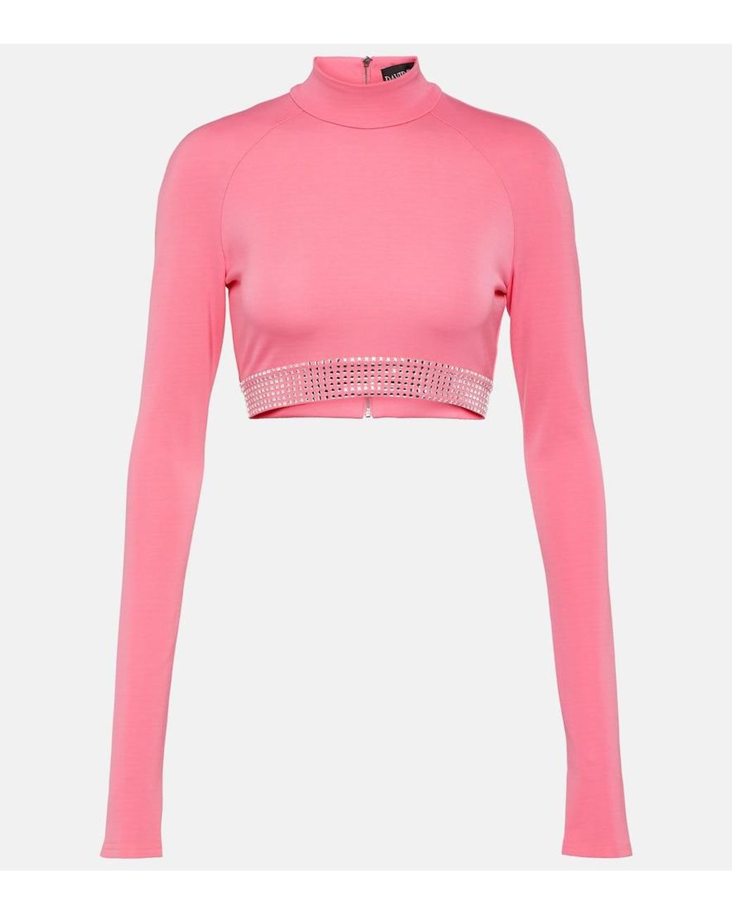 David Koma Pink Embellished Crop Top