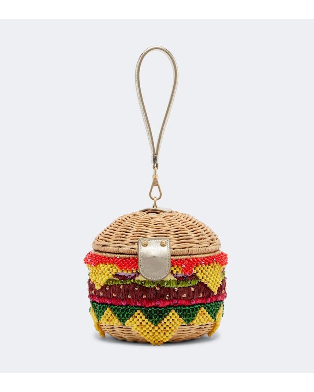 Judith Leiber White Cheeseburger Deluxe Embellished Clutch