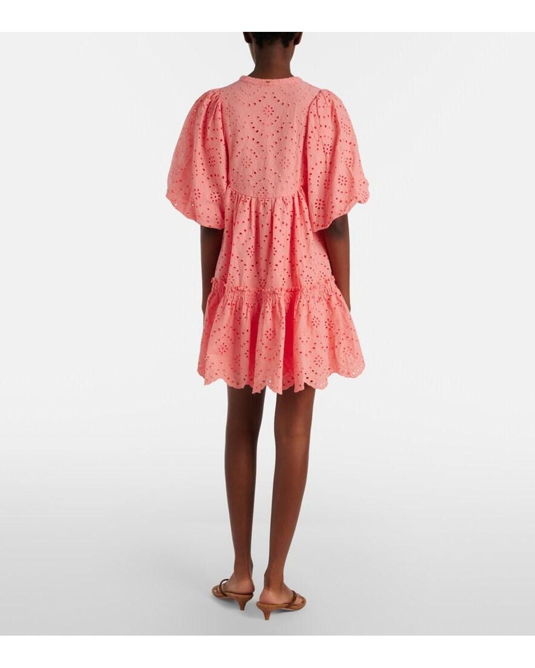 Poupette Pink Cruz Broderie Anglaise Cotton Minidress