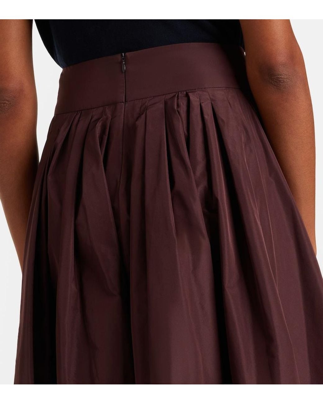 Max Mara Purple Pleated Taffeta Midi Skirt