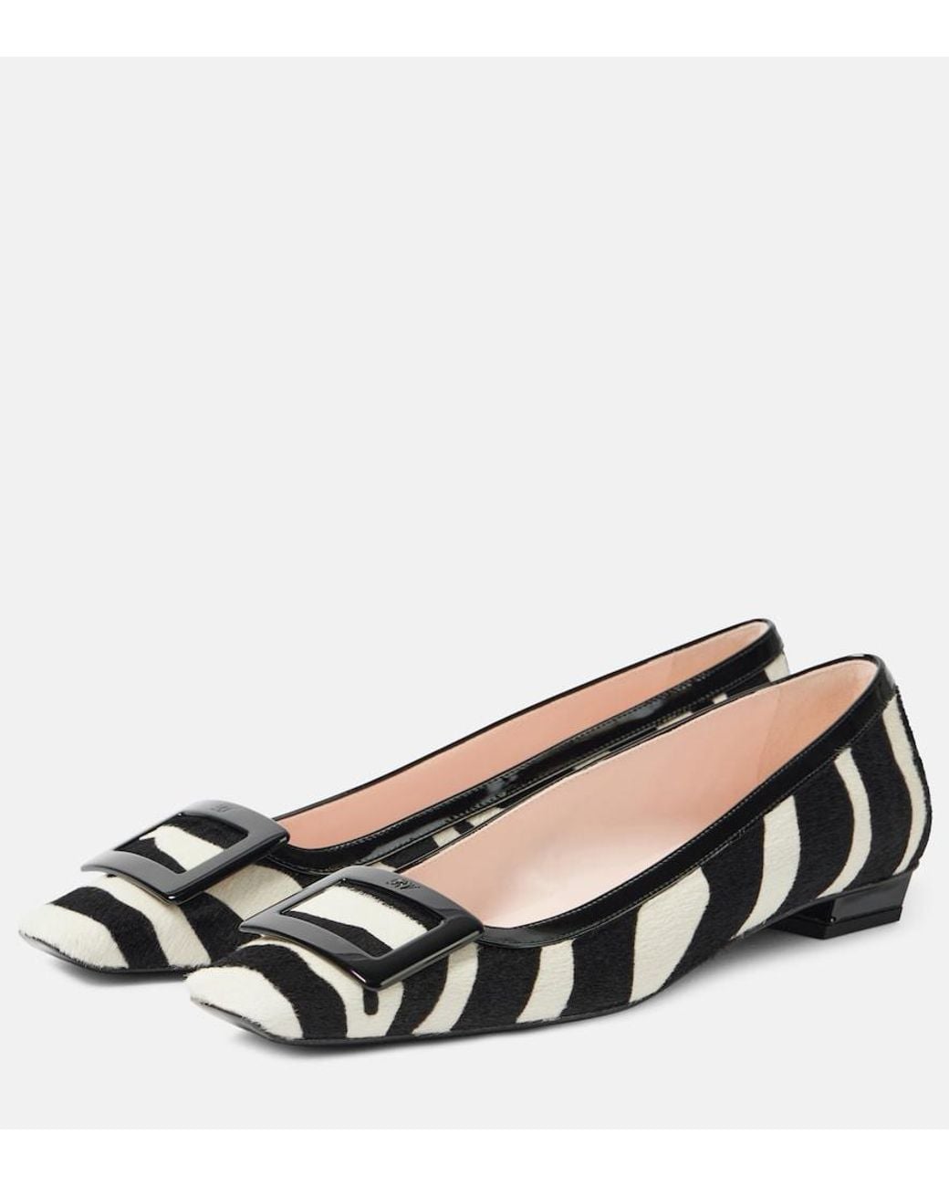 Roger Vivier Black Belle Vivier Calf Hair Ballet Flats