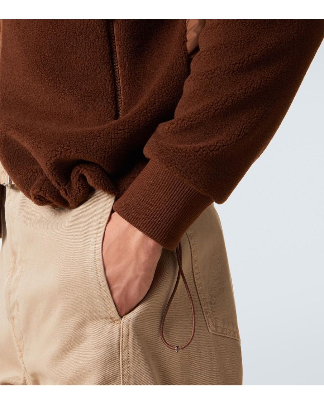 Moncler Brown Down-Paneled Teddy Cardigan for men