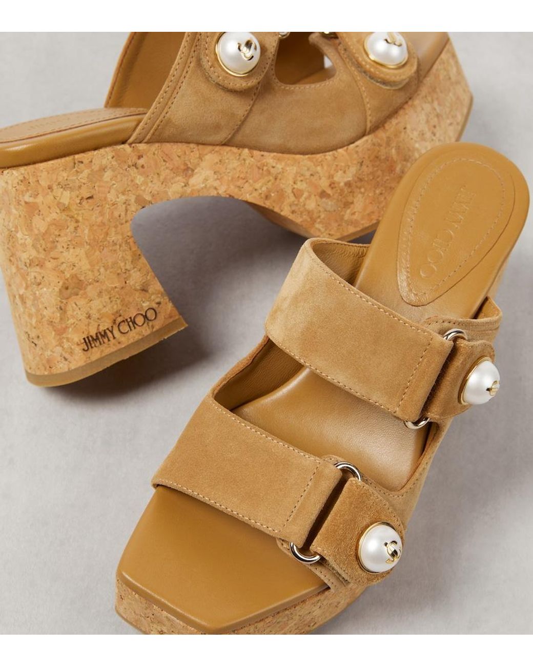 Jimmy Choo Brown Fayence 95 Suede Platform Mules