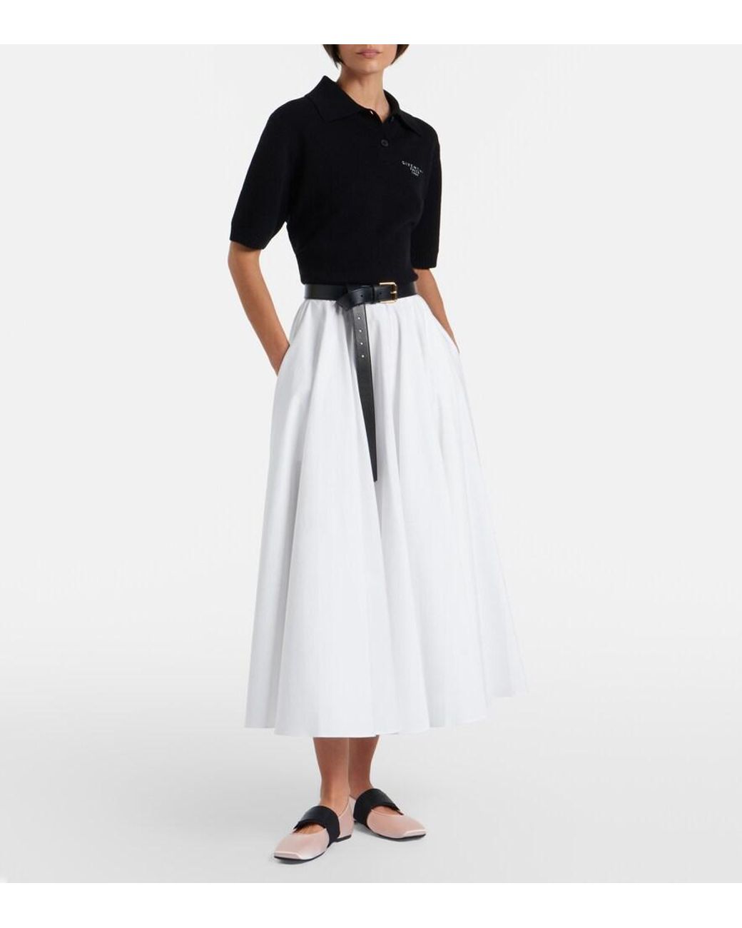 Givenchy White Cotton Midi Skirt