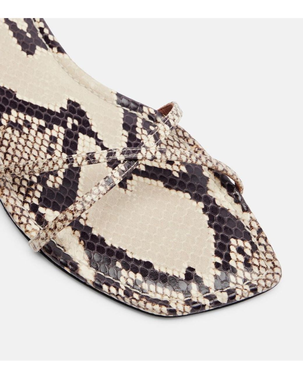 Paris Texas Natural Biarritz Snake-Effect Leather Sandals