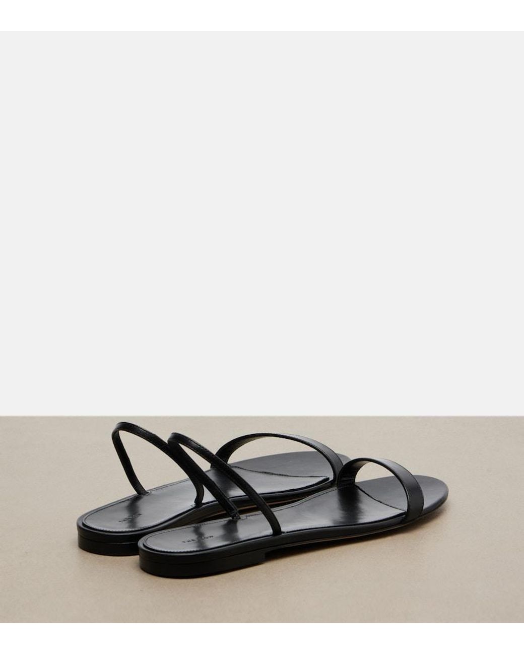 The Row Black Ella Leather Sandals