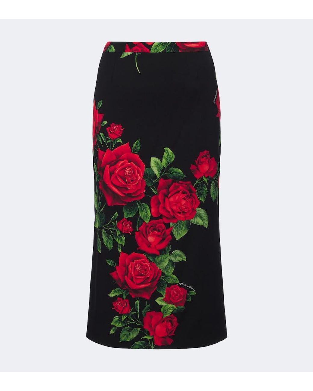 Dolce & Gabbana Black Floral Silk-Blend Pencil Skirt